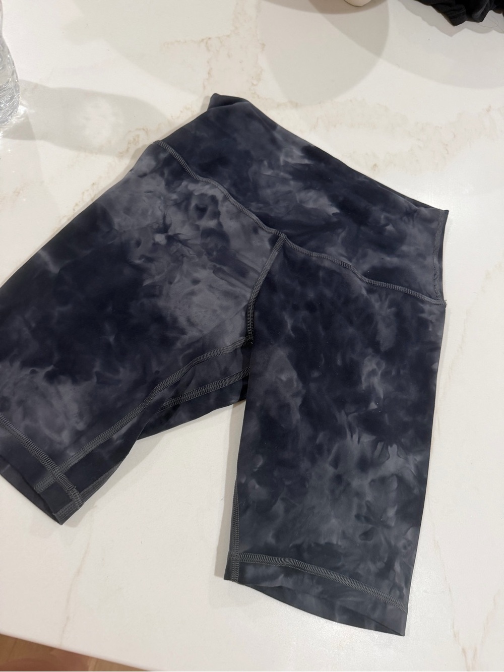 lululemon athletica Black and Gray Tie-Dye High-Rise Bike Shorts